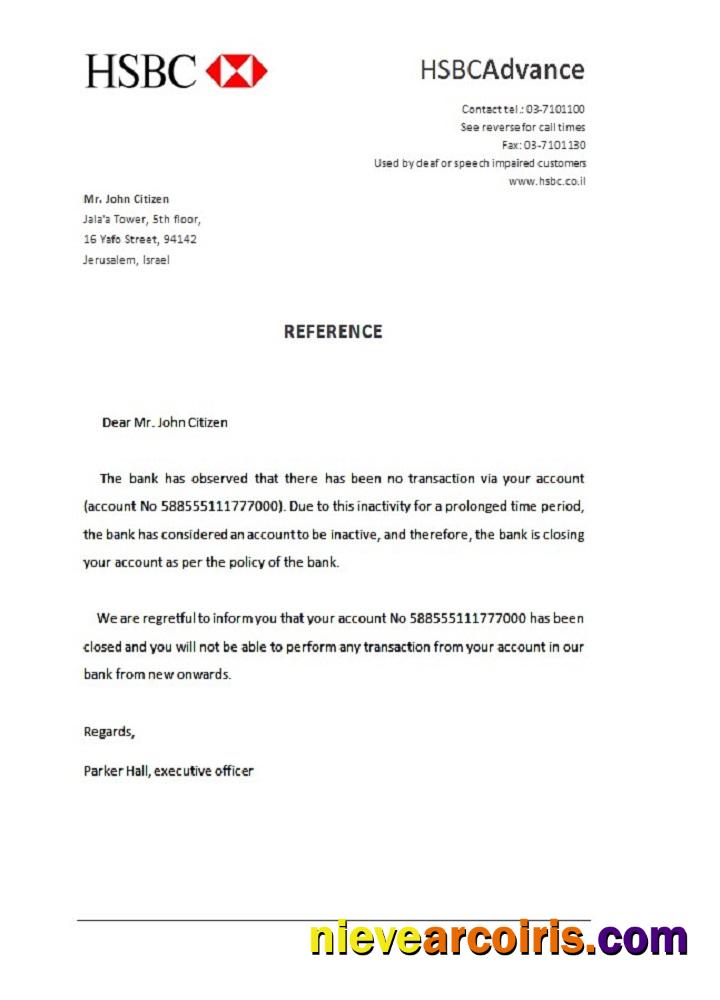 Israel HSBC closure reference